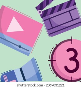 pantalla de cuenta regresiva de producción de vídeo y tablero de cuadros