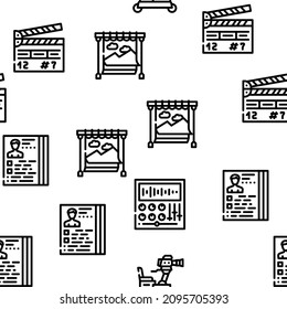 Video Production And Creation Vector Seamless Pattern Thin Line Illustration
