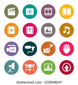 Video production, editing and blogging vector icon set