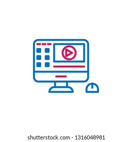 Video production, editing icon. Element of 2 color video production icon. Premium quality graphic design icon. Signs and symbols collection icon for websites, web design