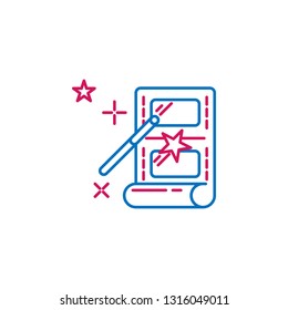 Video production, editing icon. Element of 2 color video production icon. Premium quality graphic design icon. Signs and symbols collection icon for websites, web design