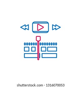 Video production, editing icon. Element of 2 color video production icon. Premium quality graphic design icon. Signs and symbols collection icon for websites, web design