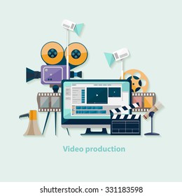 Video production. Flat design. - Shutterstock ID 331183598