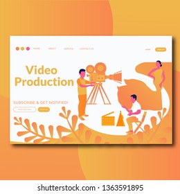 Video Production- Flat style video production illustration landing page.