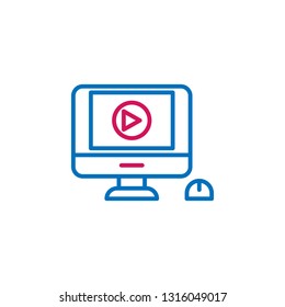 Video production, video icon. Element of 2 color video production icon. Premium quality graphic design icon. Signs and symbols collection icon for websites, web design