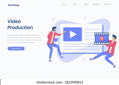 Video production illustration landing page concept. Illustrations for websites, landing pages, mobile apps, posters and banners.