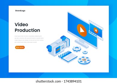 video production landing page illustration concept. Illustration for websites, landing pages, mobile applications, posters and banners