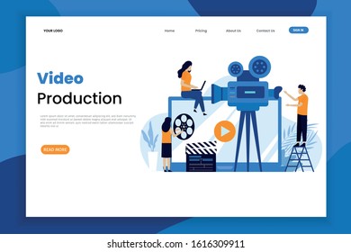 Video production landing page template. video production, video direction, recording, videography, blogging. Web page template