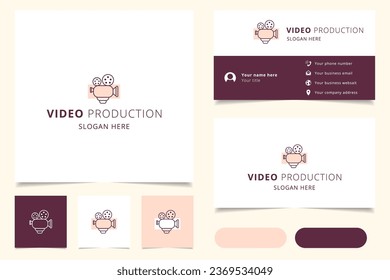 Video production logo design with editable slogan. Branding book and business card template.