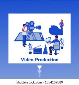 Video Production- Modern flat design concept of web page design for website and mobile website. Easy to edit and customize. Vector illustration