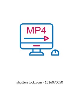 Video production, mp4 icon. Element of 2 color video production icon. Premium quality graphic design icon. Signs and symbols collection icon for websites, web design