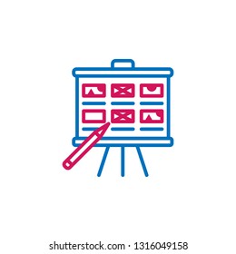 Video production, storyboard icon. Element of 2 color video production icon. Premium quality graphic design icon. Signs and symbols collection icon for websites, web design