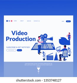 Video Production- Vector landing page illustration