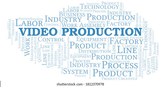 Video Production word cloud create with text only.