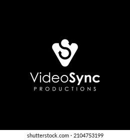 Video Productions Logo. Sync Logo. Initial VS. Negative space.