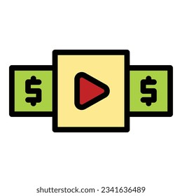 Video project icon outline vector. Seo market. Content plan color flat