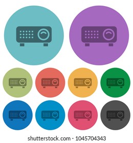 Video projector darker flat icons on color round background