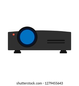 Video projector digital conference technology entertainment. Flat vector icon