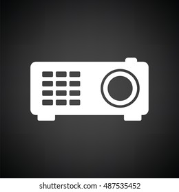 Video projector icon. Black background with white. Vector illustration.