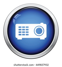 Video projector icon. Glossy button design. Vector illustration.
