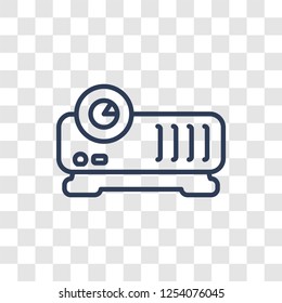 Video projector icon. Trendy linear Video projector logo concept on transparent background from hardware collection
