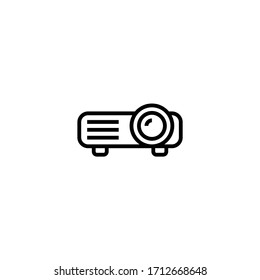 Video projector icon vector in linear, outline icon isolated on white background