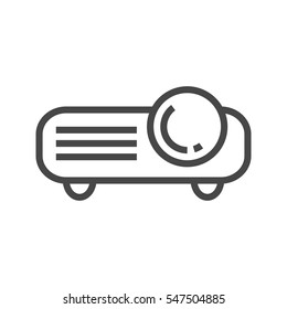 Video Projector Thin Line Vector Icon Isolated on the White Background.