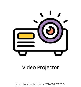 Video Projector vector Filled outline Icon Design illustration. Event Management Symbol on White background EPS 10 File
