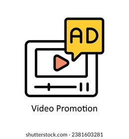 Video Promotion vector Filled outline Design illustration. Symbol on White background EPS 10 File 