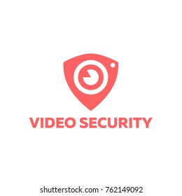 Video protection lens in shield abstract monophonic sign logo icon