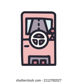 video racing machine color vector doodle simple icon