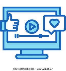 Video Ratings Icon blue Vector Illustration
