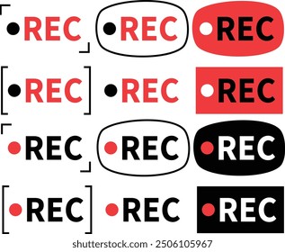 Video REC text design simple graphic vector icon set