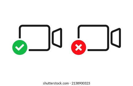 Video record with checkmark and cross sign. Vector illustration