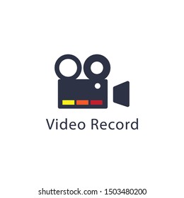 video record logo with simple shapes and bright colors below make this design. unique, modern.
