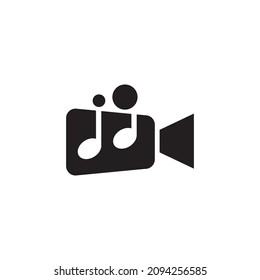Videokarte mit Musiknote, einfaches Logo, Vektorgrafik-Design-Idee