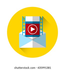Video Record Online Play Icon Player Envelope Streaming Interface Flat Vector Illustration