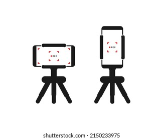 VIdeo record with tripod stand icon. Vector illustration