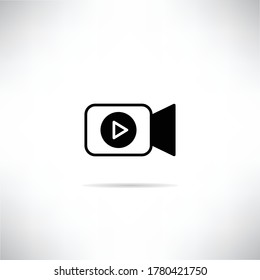 icono de cámara de grabadora de vídeo con ilustración de vector de sombra de caída
