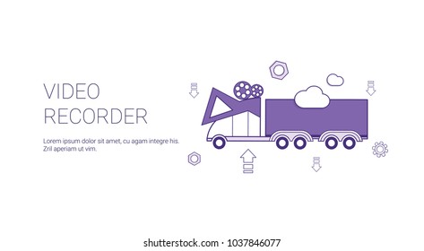 Video Recorder In Car Template Web Banner With Copy Space Vector Illustration