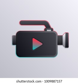 Video recorder, editor, player vector logo illustration. Movie, cinema, TV camcorder icon for app.
