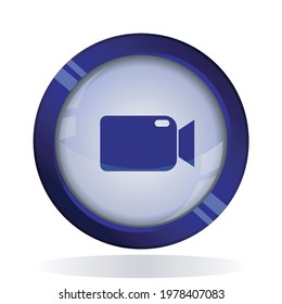 Video recorder icon. 3d round button blue vector icon for web, mobile app icon.