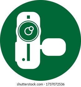 The video recorder icon flat style with green background for web design