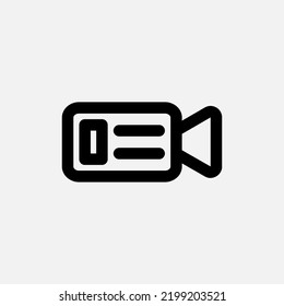 Video recorder icon in line style about camera, use for website mobile app presentation