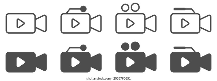 Videorekorder-Symbol-Set, Vektorgrafiken von Videorekorder