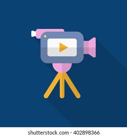 Video recorder icon , Vector flat long shadow design.