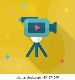 Video recorder icon , Vector flat long shadow design.