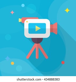 Video recorder icon , Vector flat long shadow design.