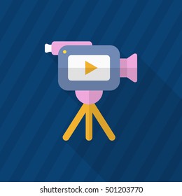 Video recorder icon , Vector flat long shadow design.