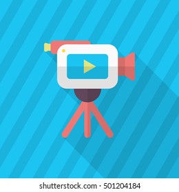 Video recorder icon , Vector flat long shadow design.